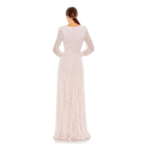 MAC DUGGAL 93679 dress gown pink size 6 formal long sleeve lace beaded NWT - Picture 4 of 16